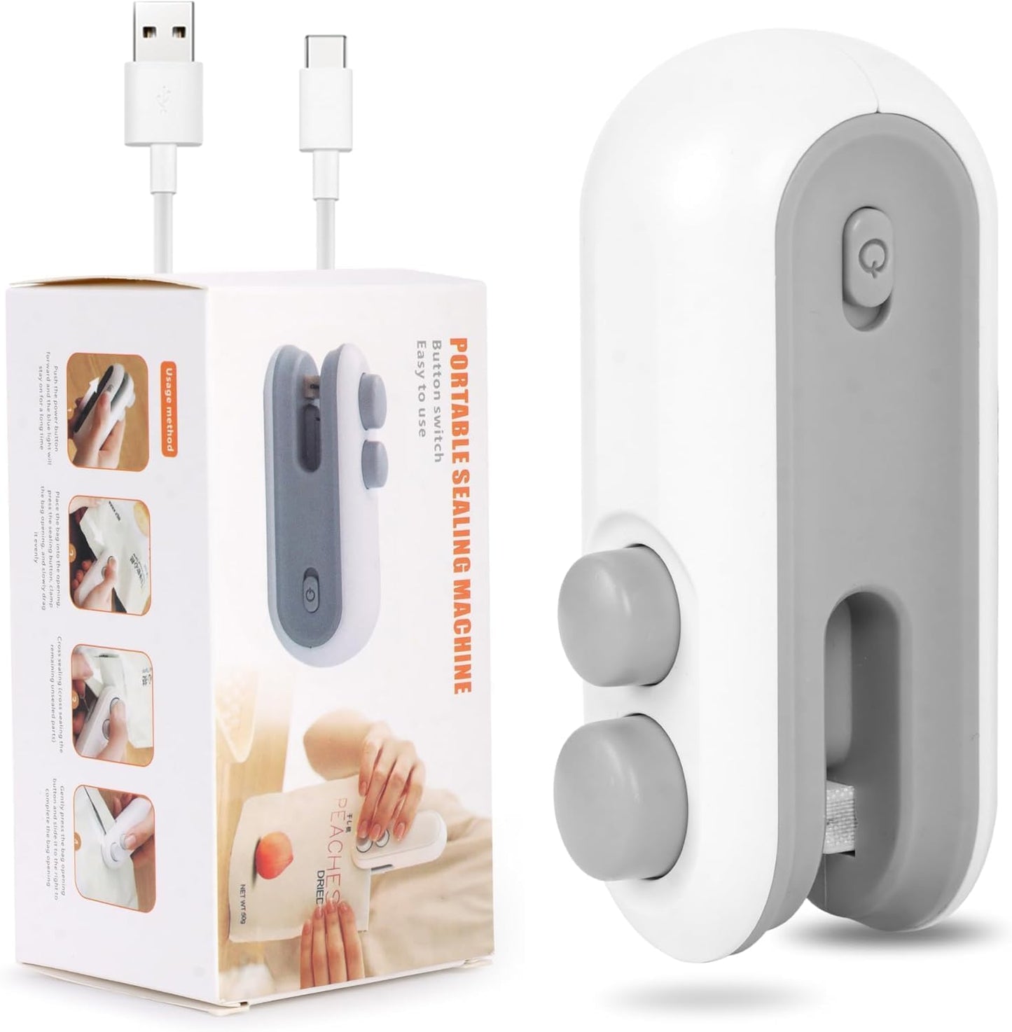 Portable 2 in 1 USB Rechargeable Magnetic Sealer.