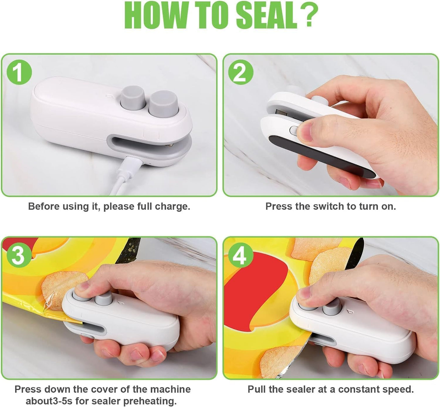 Portable 2 in 1 USB Rechargeable Magnetic Sealer.