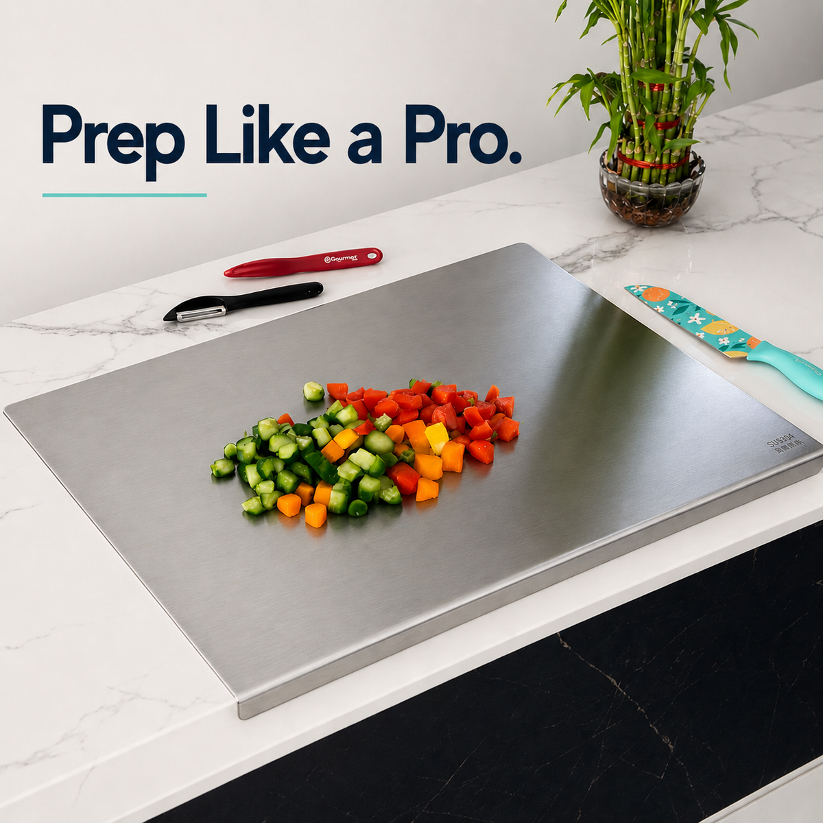 Stainless Steel Chopping Board & Kitchen Countertop - 41 x 31 Cm (Original Big Size).