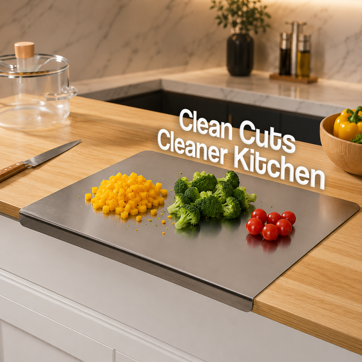 Stainless Steel Chopping Board & Kitchen Countertop - 41 x 31 Cm (Original Big Size).