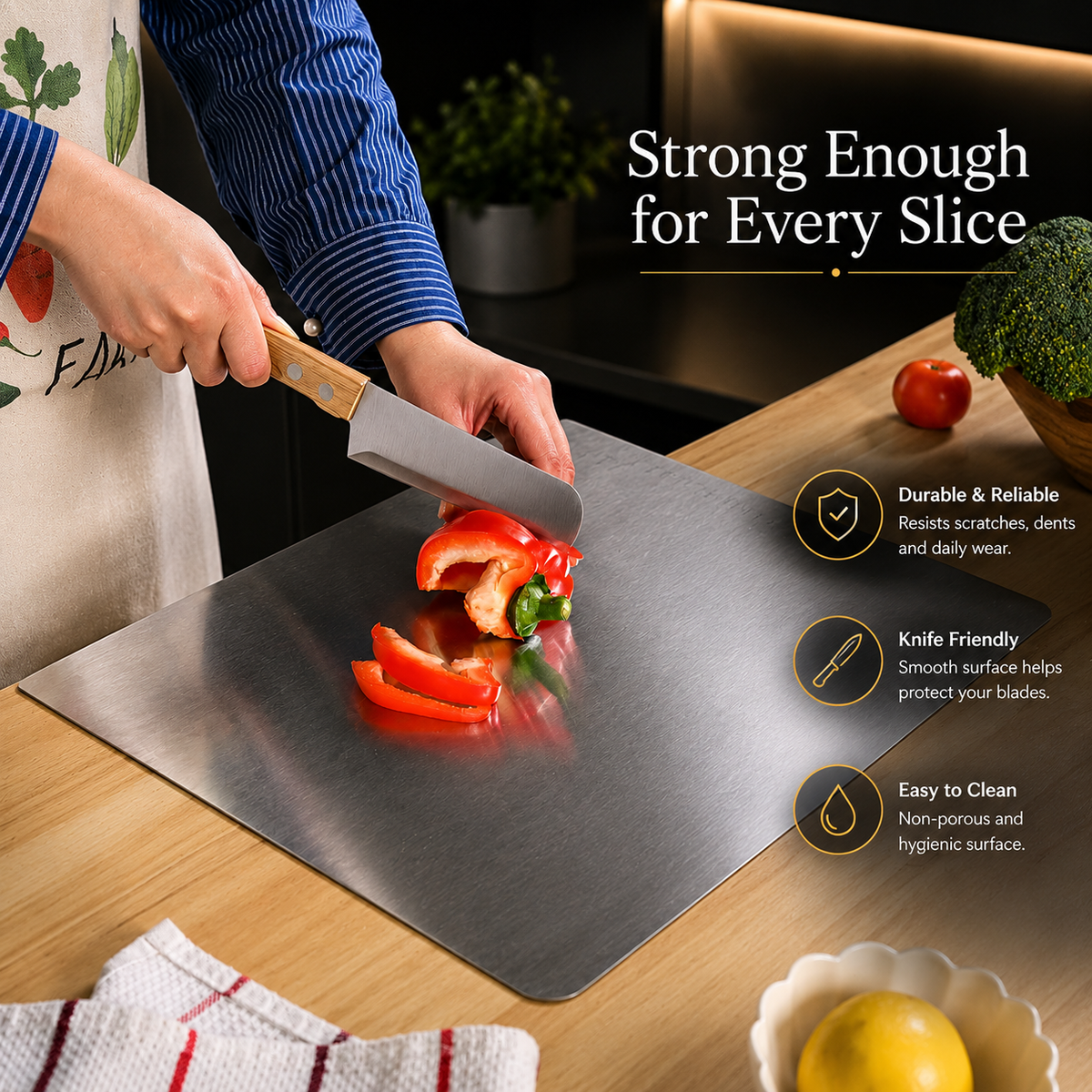 Stainless Steel Chopping Board & Kitchen Countertop - 41 x 31 Cm (Original Big Size).