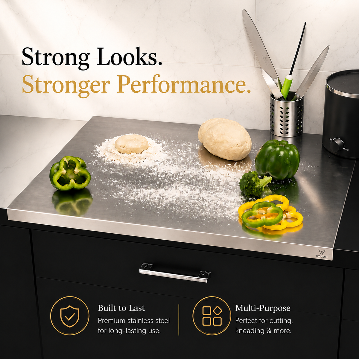 Stainless Steel Chopping Board & Kitchen Countertop - 41 x 31 Cm (Original Big Size).