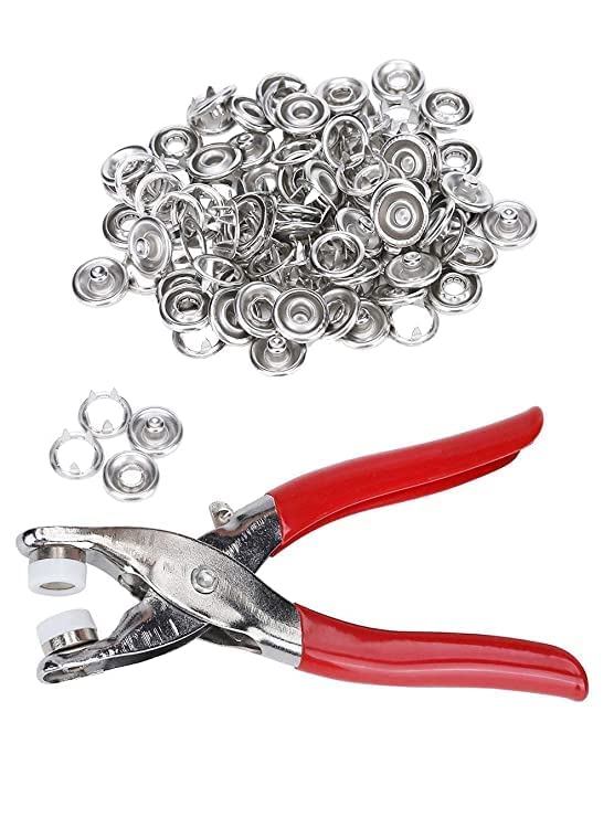 Fastener Pliers Tool Kit with 50 Metal Snap Buttons