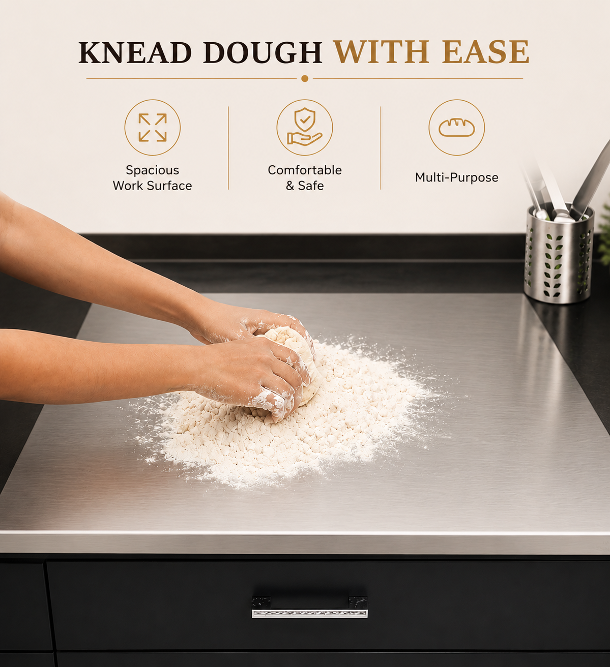 Stainless Steel Chopping Board & Kitchen Countertop - 41 x 31 Cm (Original Big Size).