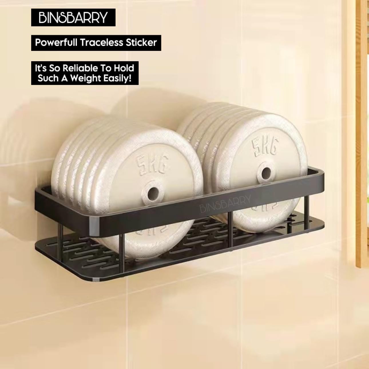 BESTINO Home Storage Organiser Black Shower Storage Box Aluminum Alloy Wall Mounted Shower Caddy for indoor Shower Strong Adhesive No Drilling Required Easy to install .