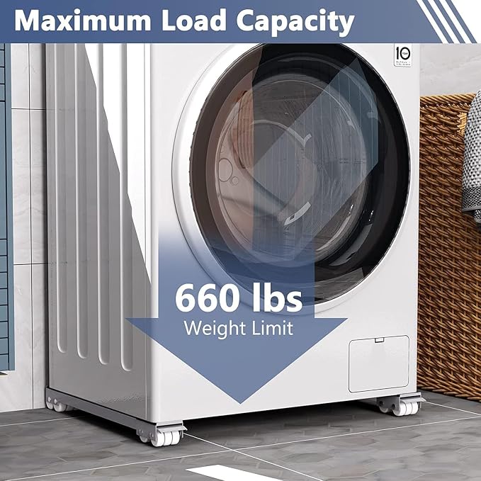 BESTINO Heavy Duty Furniture Mover Roller Set, Adjustable Appliance Moving Base with Locking Brake,Extendable Washing Machine Stand for Refrigerator & Other Heavy Furniture Mover Wheels