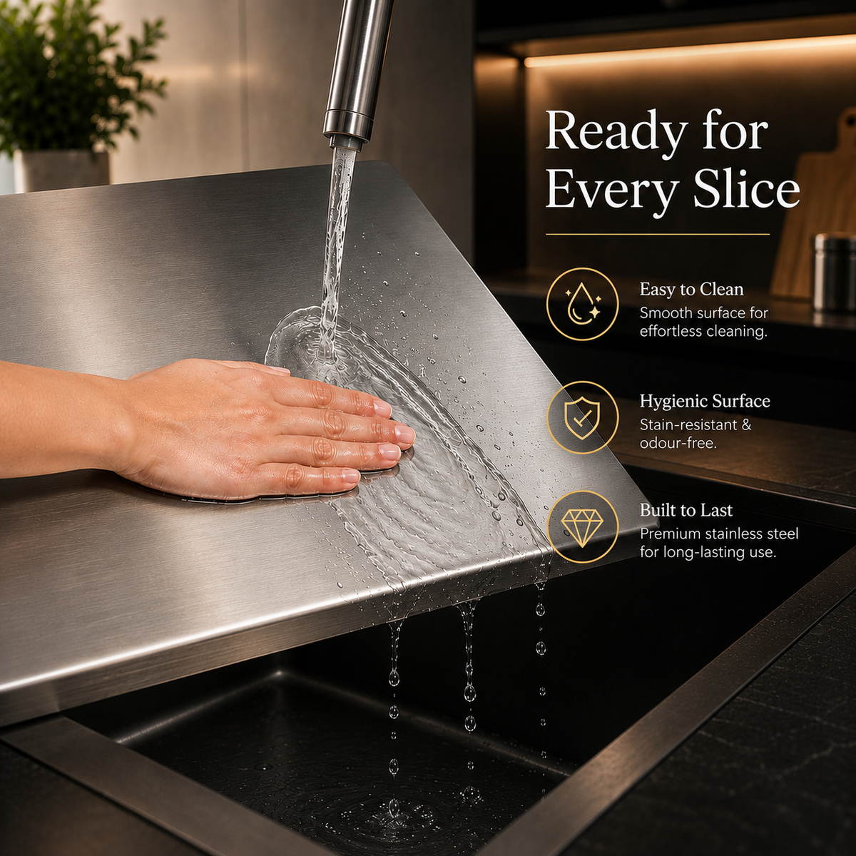 Stainless Steel Chopping Board & Kitchen Countertop - 41 x 31 Cm (Original Big Size).