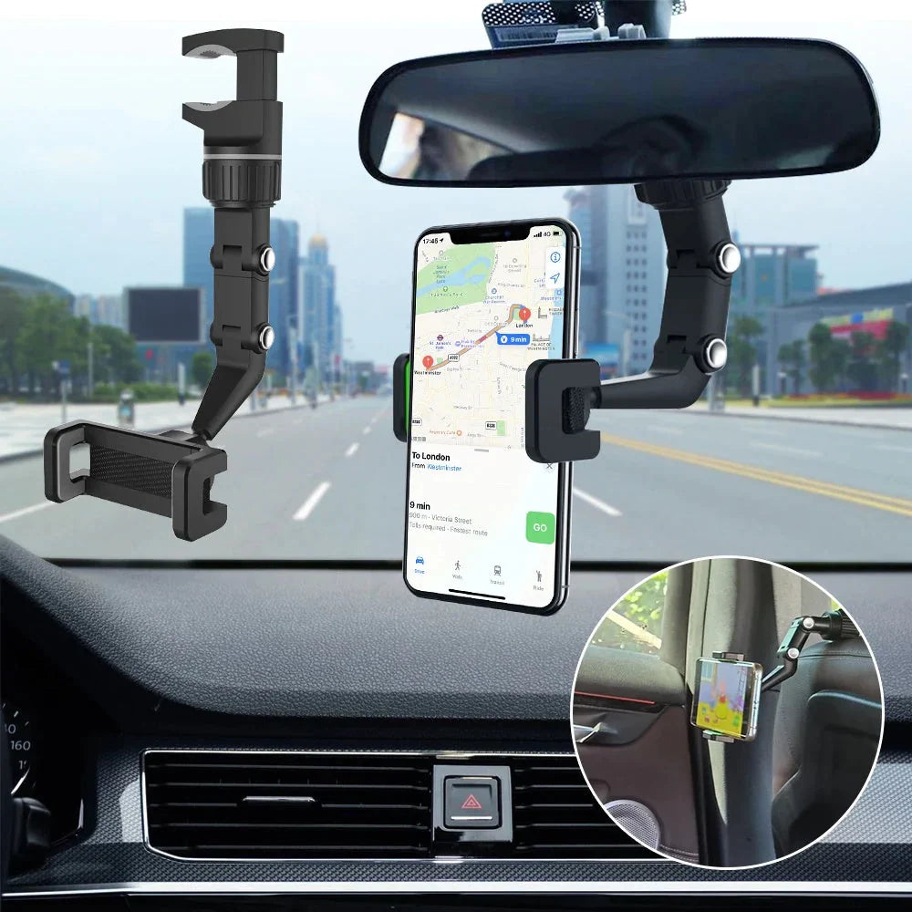 360° rearview mirror phone holder