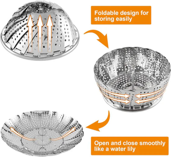 Premium Stainless Steel Folding Steamer Basket