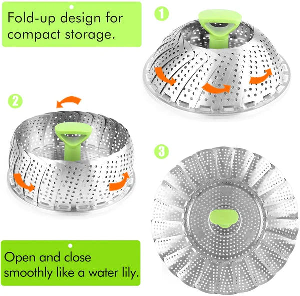 Premium Stainless Steel Folding Steamer Basket